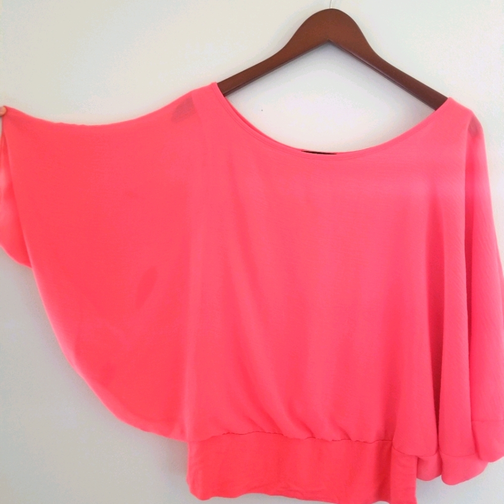 Coral colored batwing blouse